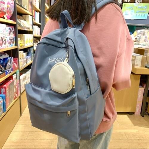 Schoolbag girl Korean version of Ulzzang ancient feeling shoulder bag 2021 new trendy Japanese backpack with zero wallet