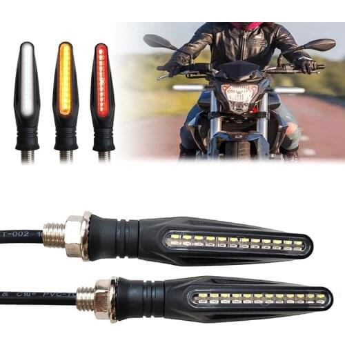 Motorcycle Turn Signals 12 LED Light Flowing Water Blinker Flashing Indicator redTail Stop Signal White daytime running lights