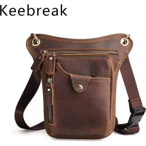 Leg Bbag Genuine Leather Bags For Men Waist Pack Fanny Fannypack Belt Small Vintage Mens Motorcycle Riding Pouch Travel Solid