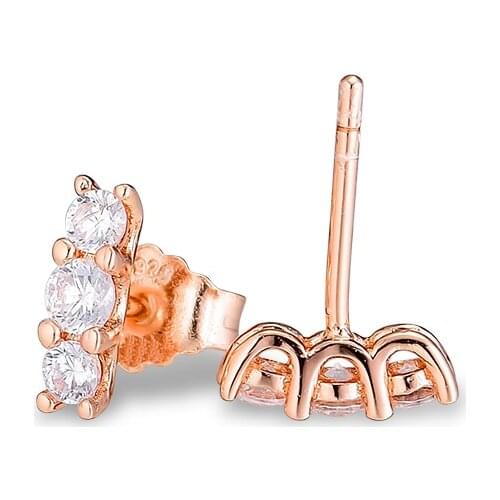 Sparkling Elegance Rose Stud Earring 100% 925 Sterling-Silver-Jewelry Free Shipping