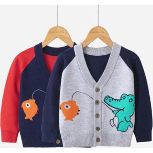 Baby Boys Sweater Cartoon Knitted Cardigan Coat Kids Sweater Autumn Child Girls Knit Clothes Children Clothing