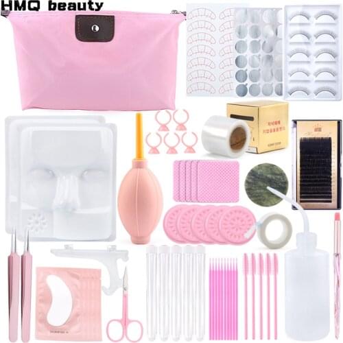 22 in 1False Eyelash Extension Training Kit Practice tray Tape Eye Pad Tweezers Glue Ring Micro Brush Grafting Eyelash Tools