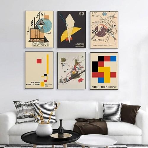 Bauhaus Exhibition Unique Geometric Poster Minimalist Art Canvas Print Abstract Painting Wall Picture For Living Room Home Decor