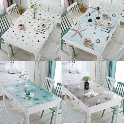 BALLE Rectangular PVC Landscape Painting Style Tablecloth Waterproof Table Cover Oil Cloth Soft Glass Tablecloth for Home Party