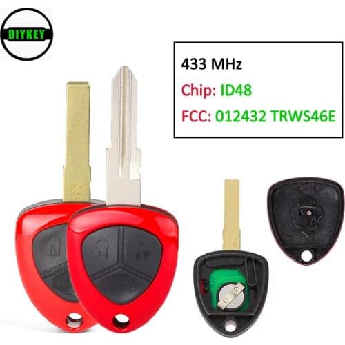 DIYKEY Replacement Remote Key Fob 3 Button 433MHz ID48 for Ferrari 458 Italia 2009-2014 F430 2005-2009 FCCID: 012432 TRWS46E