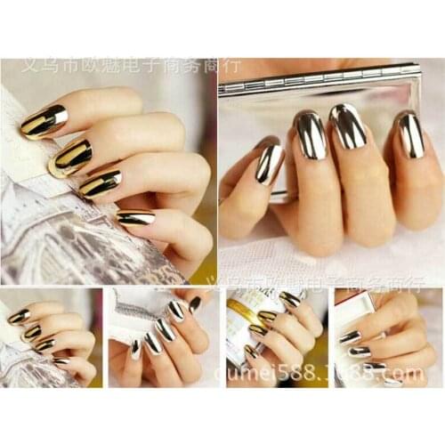200pcs Mirror Nail Foil Stickers On Nail Full Wrap Sticker Gold Silver Metal Patch Punk girl Decal Nail Art Manicure