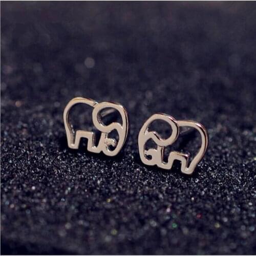 Cute Cartoon Animal Elephant Hollow Stud Earrings for Women Girls 925 Sterling Silver Jewelry Mujer Bijoux Gifts Female SE220