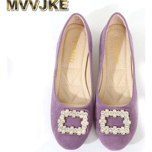 MVVJKELeisure glitter crystal square buckle flats moccasins women round toe slip on loafers comfy suede leather ballet shoes wom