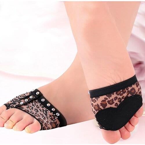 1 Pair Women Belly Ballet Dance Bright Drilling Toe Pad Practice Shoe Foot Thong Care Tool Half Sole Gym Dance Sock