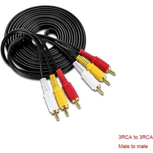 1.5m 3 RCA to RCA Audio Video Cable Male to Male 3RCA to 3RCA Audio Video AV Cable Cord Wire