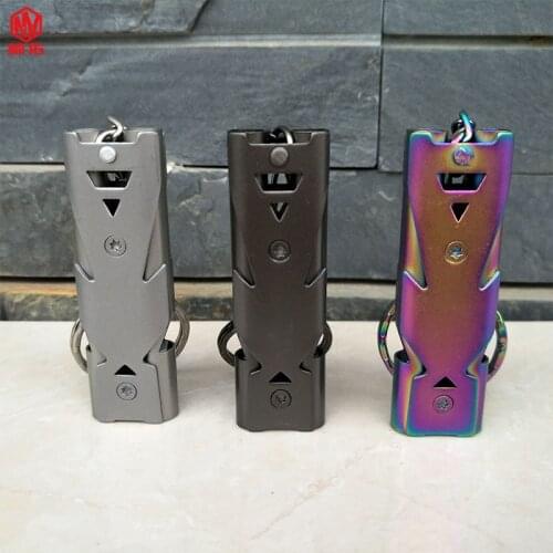 1PCS High Quality Stainless Steel Double Tube High Decibel Training Whistle Outdoor Emergency Survival Whistle EDC Survival Tool