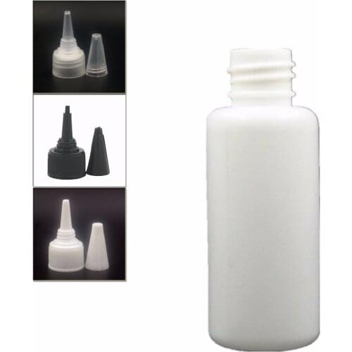 1oz/30ml empty plastic bottle , white pe bottle with Twist Top Caps, pointed mouth top cap X10