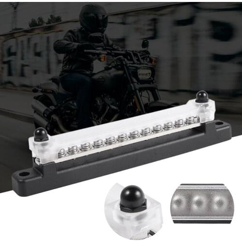 12 Terminal 130A/150A BusBar Block with Cover Power Distribution Terminal Block M4*12 Screws M6*2 Studs for Car Boat Marine