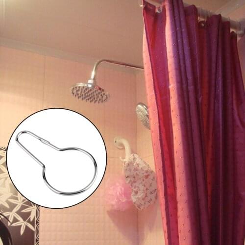 12pcs Shower Bath Bathroom Curtain Rings Clip Easy Glide Hooks Chrome Plated Worldwide store