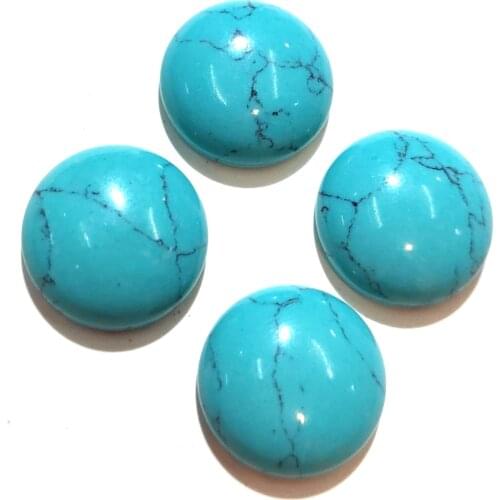 20 PCS Blue Turquoise Natural Stones Cabochon 6mm 8mm 10mm Round No Hole for Making Jewelry DIY