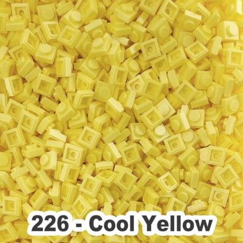 No.226 Cool Yellow Educational Construction Toy Plastic Small Building Brick Accessories 1X1 Plate Blocks Pixel Art For Adults