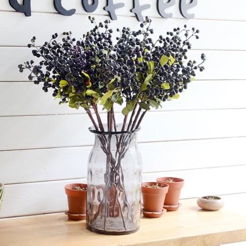 4 Branches Blueberry Artificial Fruit DIY Cranberry Berry Flores Artificiales Wedding Christmas Party Home Decor Baby Shower