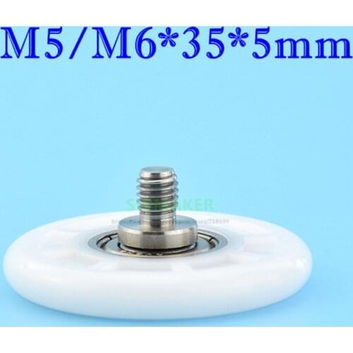 5*35*5mm plastic wrap POM plastic wheel 625ZZ bearing pulley nylon small wheel rolling guide wheel M5x35x5mm M6x35x5mm