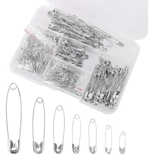 7 Sizes Assorted Safety Pins Rust-Resistant Metal Clips Brooch DIY Sewing Tools