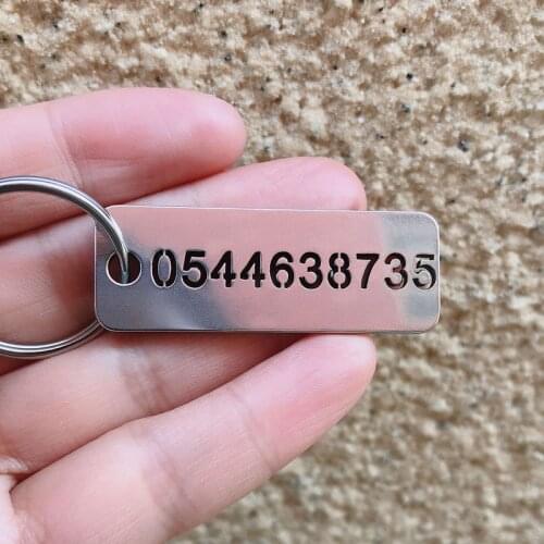 Custom car keyring Tags Engraved Pet Name Birthday Prevent Loss Engraved Phone Number Stainless Steel Key Chain Gift For Men