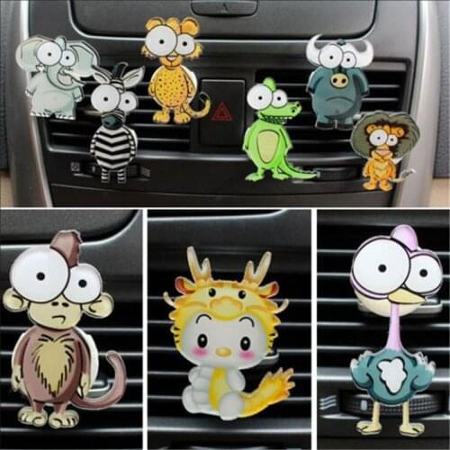MR TEA Cute Cartoon Animal Monkey Giraffe Auto Air Conditioner Outlet Decoration Perfume Clip Air Freshener Fragrance Dinosour
