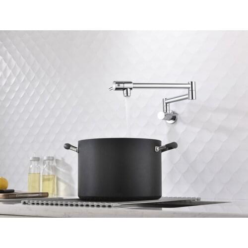 Free ship NEW Wall Mounted Brass single cold Water Pot Filler faucet tap Double Joint Spout Chrome Wall Mounted Kitchen Faucet