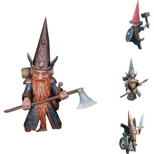 Gnome Knight in Full Armor Holding Sword Garden Gnome Warrior Garden, Outdoor Garden Statue