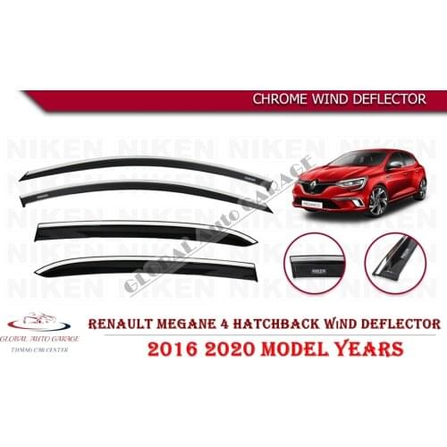 For RENAULT MEGANE 4 Sedan Chrome Rain Wind Deflector 2016-2020 Sunshade Curtains Car Windshield Auto Accessory Universal