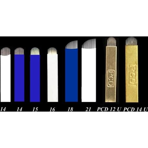Microblading Needles Lamina Tattoo Needles Flex 18/21/14U/15U/16U/18U/PCD 12 U/Hard 14 U Pernement Makeup Eyebrow 3d Embroidery