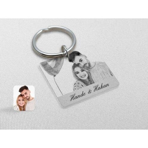 Personalized Special Charcoal Transparent Square Plexiglass Anahtarlık-1