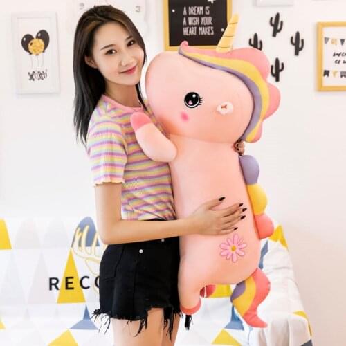 Kawaii Rainbow Unicorn Plushie Giant Stuffed Animals Toys Dinosaur Hourse Cartoon Pillow Soft Cute Room Decor Girl Birthday Gift