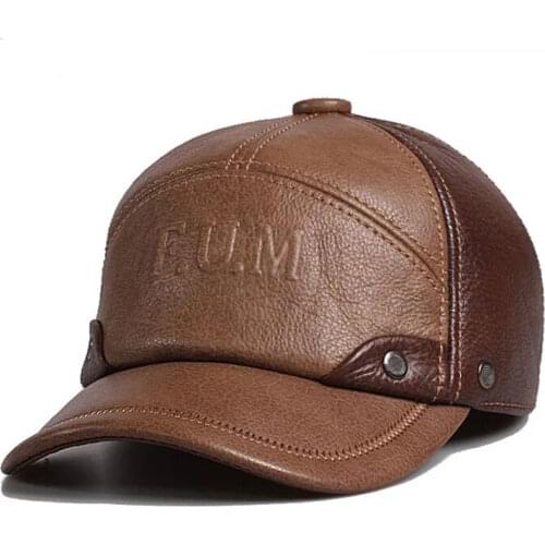 Gorras Winter 2020 Baseball cap Hats Haisum Genuine Leather Mens Army Cap Hat Best Quality Dad Cowhide Adult Solid Adjustable