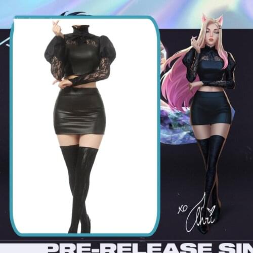 Anime LOL Baddest KDA Ahri Costume Sexy Suit Battle Uniform/Dress Full Set Cosplay Costume Halloween Free Shipping New 2020
