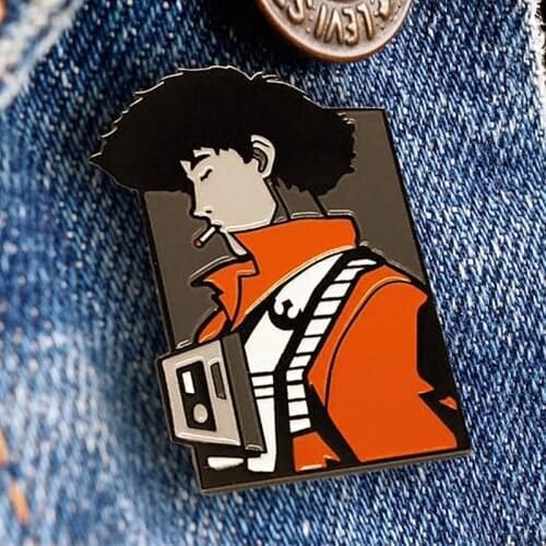 Cartoon Cowboy Bebop Spike Smoking Enamel Brooch Pin Backpack Hat Bag Collar Lapel Pins Badges Women Mens Fashion Jewelry Gifts