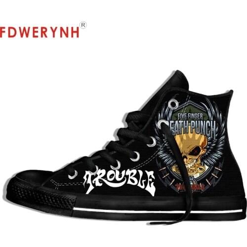 Mens Casual Shoes Black Trouble Band Metal Music Fashion Cool Street Breathable Brand Classic Canvas Shoes