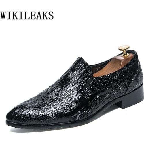 Crocodile Shoes Men Oxford Coiffeur Formal Shoes Men Elegant Italian Brand Dress Shoes Men Classic Sepatu Slip On Pria Ayakkabi