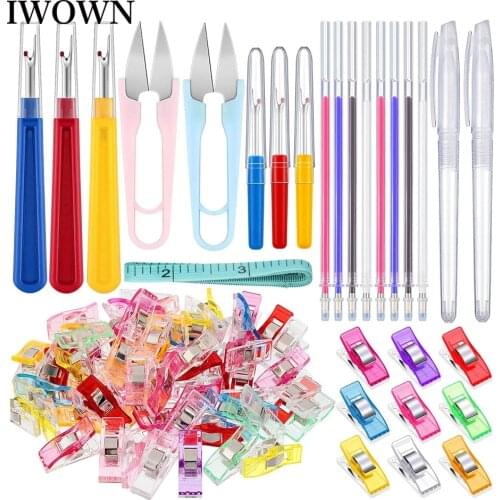 29PCS Hand Sewing Tools Set Quilting Sewing Clips Seam Rippers Heat Erasable Fabric Marking Pen for DIY Embroidery Tailoring