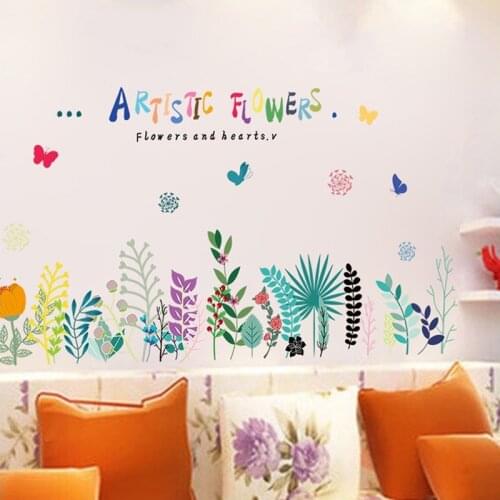Hand Painted Flowers Skirting Border Wall Sticker Kids Rooms Classroom Decoration Home Decor Living Room Autocollant Murals