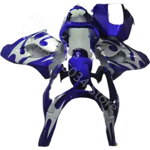 Hot sales ZX9R Fairing for kawasaki Ninja ZX-9R 2002 2003 ZX9R blue silver flames ZX 9R 02-03 ABS Body Kit