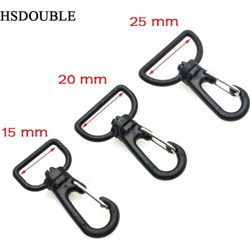 Plastic Black Rotating Swivel Snap Hook Buckle For Weave Paracord Lanyard Backpack Webbing Carabiner