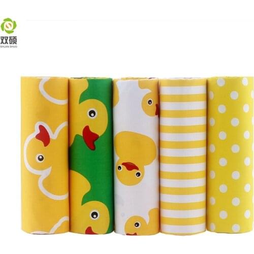 Lovely Yellow Color Fat Quarter Patchwork Cloth Sewing Different Sizes Scrapbooking 100% Cotton Meter Fabric 5PCS/lot