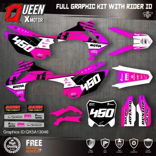 QUEEN X MOTOR Custom Team Graphics Backgrounds Decals Stickers Kit For HONDA 2014-2017 CRF250R 2013-2016 CRF450R 046