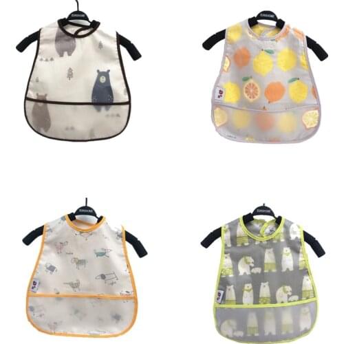 Adjustable Baby Bibs EVA Waterproof Lunch Feeding Bibs Baby Cartoon Feeding Cloth Children Baby Apron Babador Bandana
