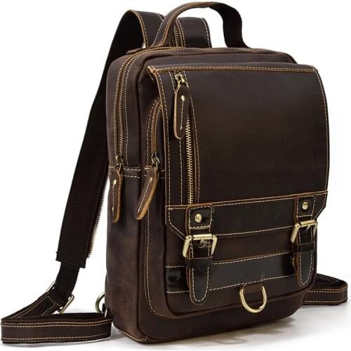 MAHEU Large Leather Backpack Genuine Leather Backpack Real 15.6 inch Computer Cowhide Laptop Bag Vintage Retro Style School Bag