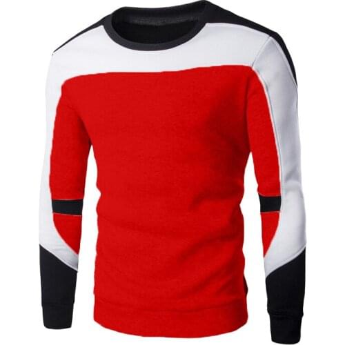 Spring and autumn stitching round neck pullover mens plus velvet sweatershirt long-sleeved casual slim hoodiesr clothing coat