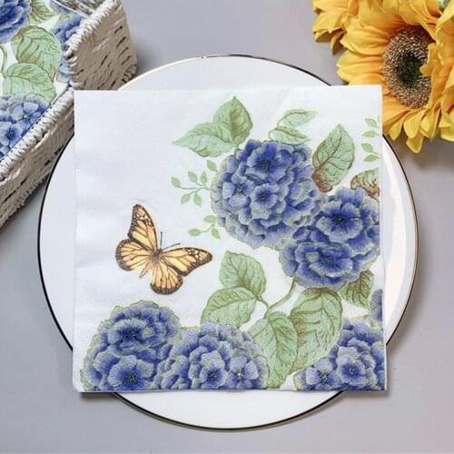 20Pcs/Pack Butterfly Flower Decoupage Paper Napkins Vintage Paper Tissues for Party Tableware Wedding Xmas Festival Supplies P
