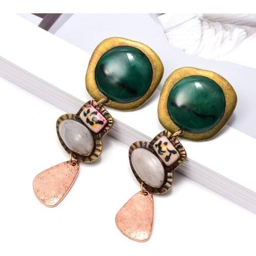 Vintage Brand Dangle Handmade Earrings Women Statement Stone Drop Earrings Female Statement Ethnic Jewelry Wholesale