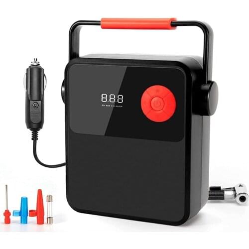 Tire Inflator Air Compressor, 12V Tire Pump with Digital Display, Air Pump with LED Lighting for Car Bicycle Inflatables