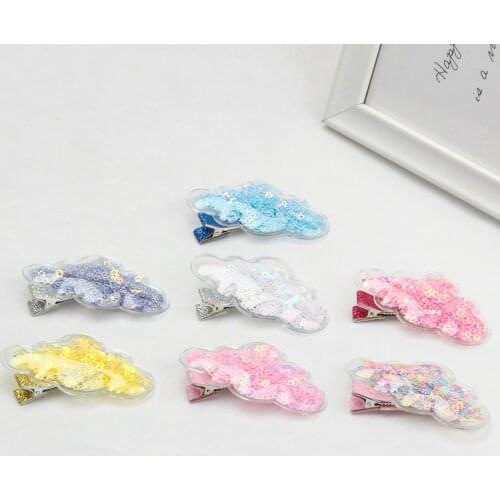 XIMA 7pcs/lot 5CM PU Leather Hair Clip Shinny Girls Hairpin Glitter Pretty Kid Birthday Party Barrette Hair Accessories
