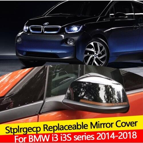 For BMW i3 i3S series 2014-2018 Bright Black Car Review Mirror Shells Side Wing Mirror Cover Cap